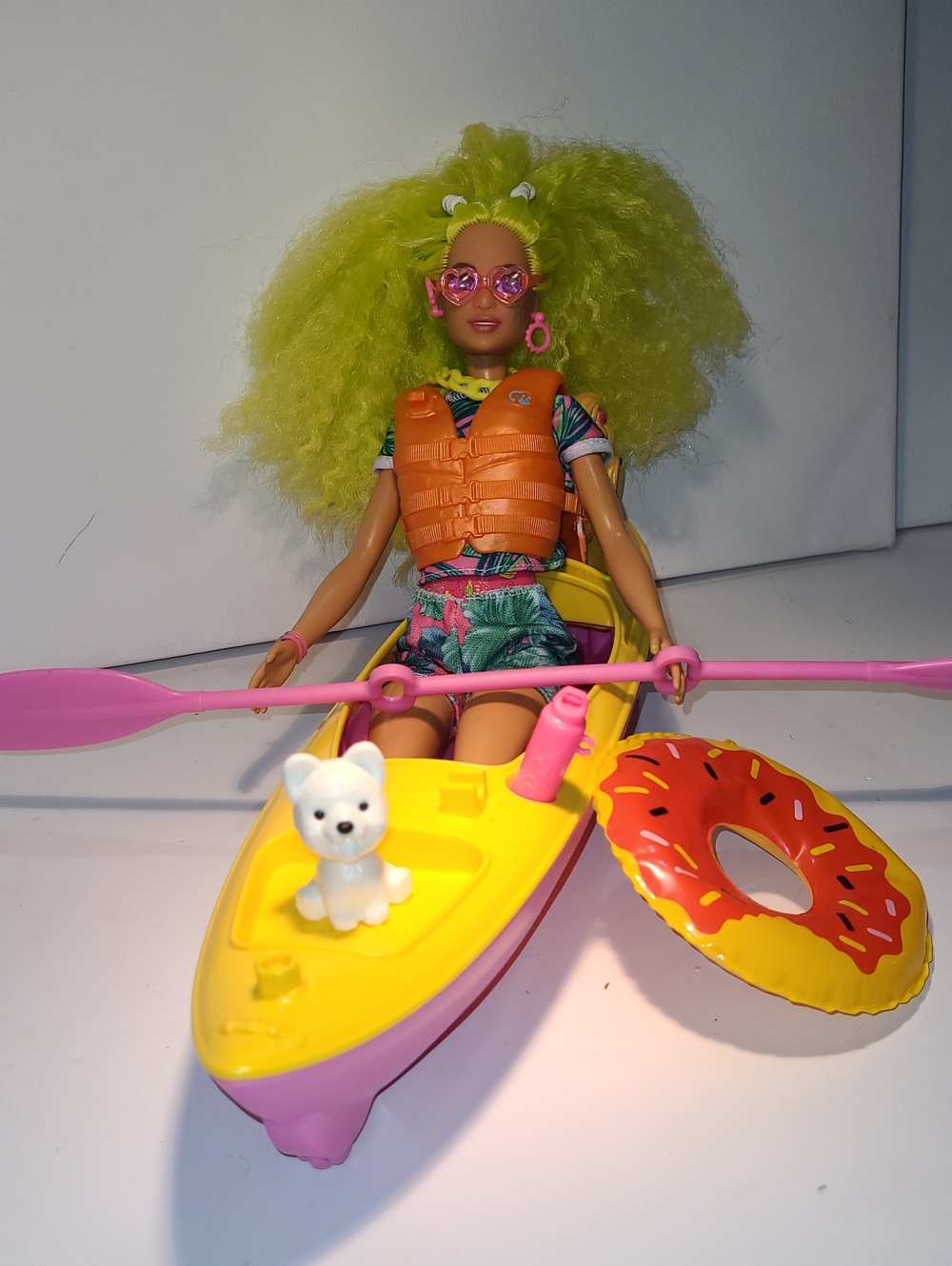 Lime-Haired FashionBarbie Doll Kayak Playset . A Beautful Day On The River.